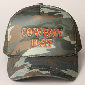 Open image in slideshow, Cowboy Hat Embroidered Mesh Back Trucker Cap
