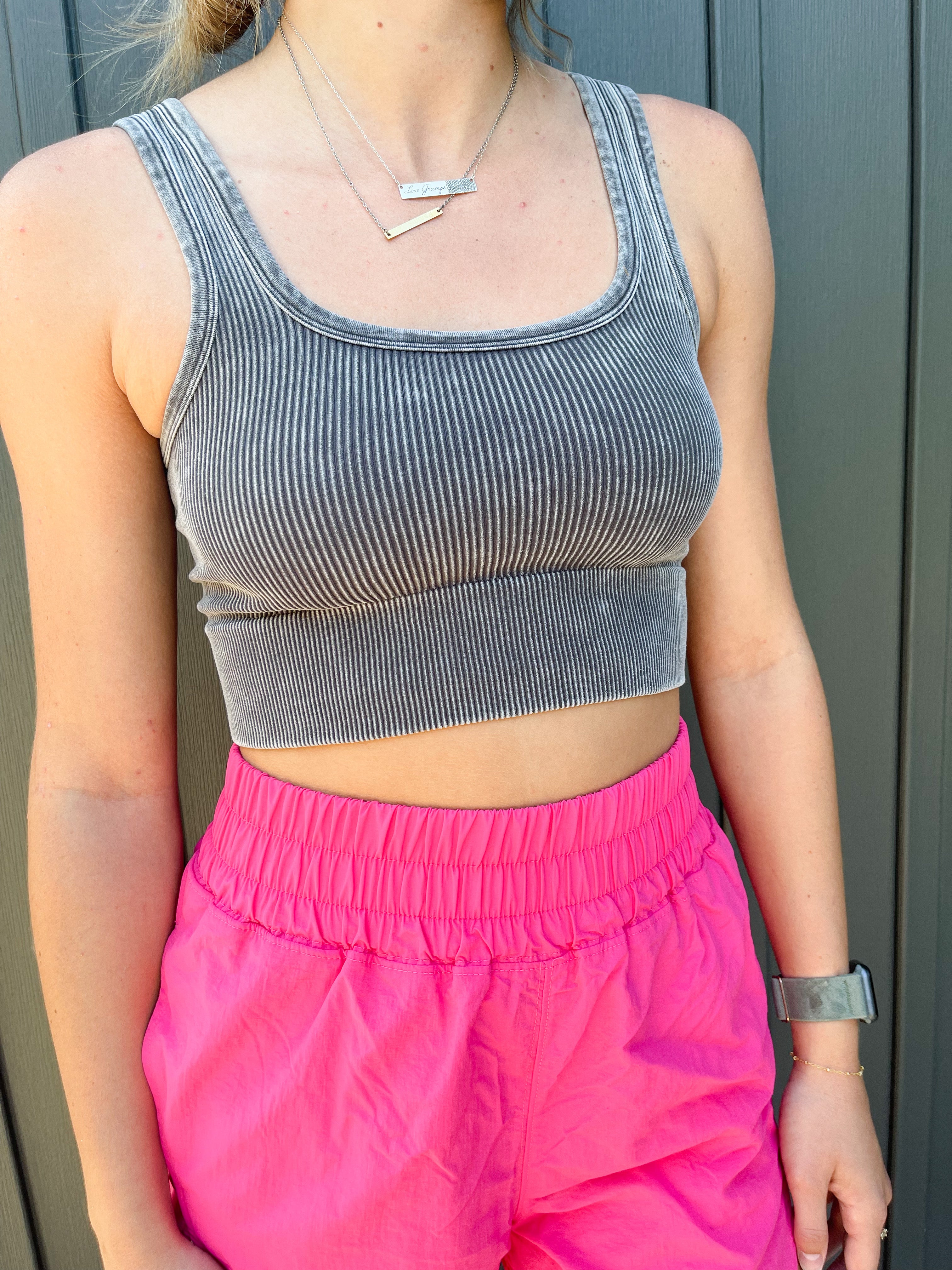 WASHED RIBBED SQUARE NECK CROPPED TANK